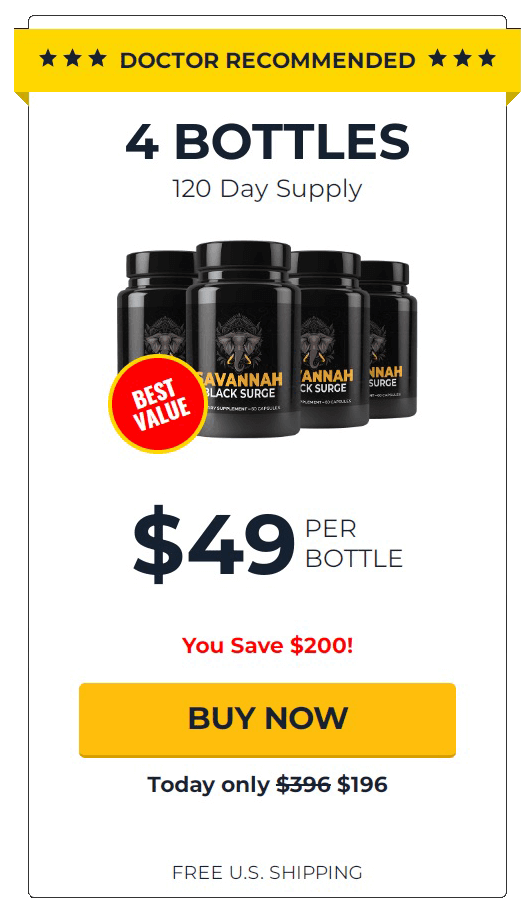 savannah black surge four bottles price list